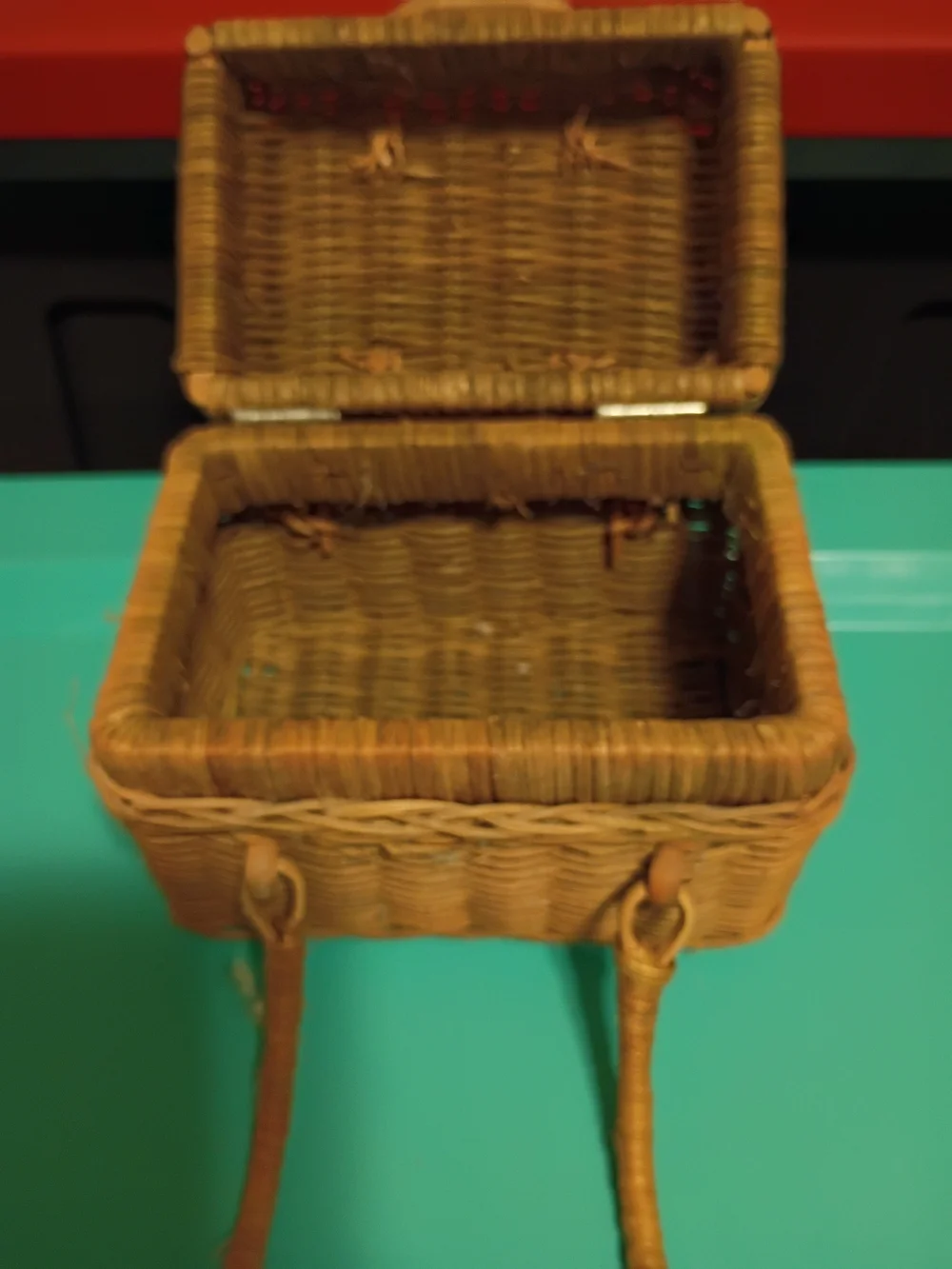 Woven Rattan Small Basket with Handle - Natural Brown